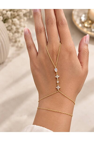 Opal Çicek Taşlı Gold Şahmeran Bileklik