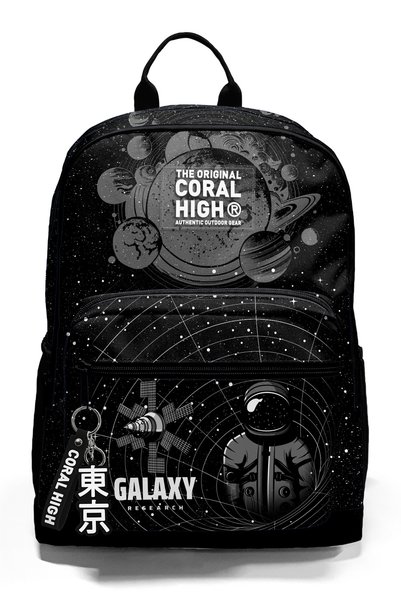 Coral High Black Galaxy Patterned School Backpack 23644