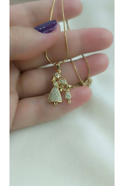 shop 316L Steel Non-Tarnishing Zircon Stone Gold Mother-Daughter Necklace wit...
