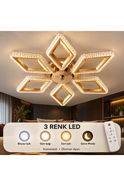 tavion lighting PLANET 6LI AVİZE 3 RENK LED ISIKLI SALON OTURMA ODASI AVİZE