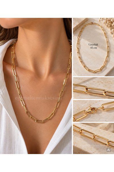 Genel Markalar Xuping 14k Gold Renk Ataç Zincir Kolye 60 CM