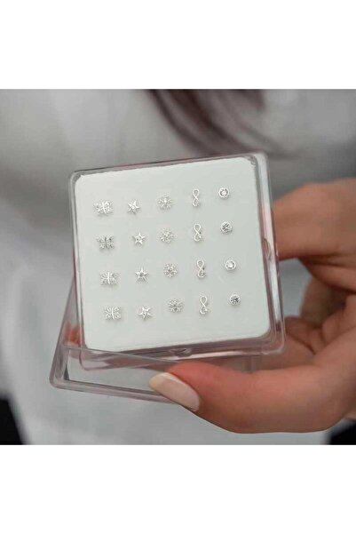 Gümüş Karışık Model 20’ li Hızma - 925 Ayar Rodyum Kaplama Zirkon Taşlı