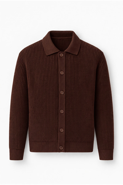 Valiberta Palermo Oversize Selanik Strick-Cardigan mit Knöpfen für Herren – D...