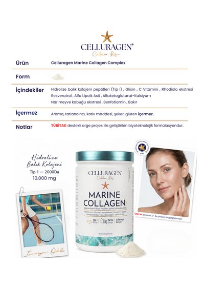 Celluragen Complex Containing Fish Collagen Peptides and Ca-Akg 10,000 Mg Marine Collagen Supplement Type 1 |   Unflavored |   30 Days