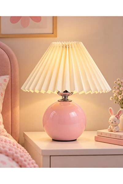 burenze Pink Pembe Abajur Krem Umbrella Şapka Pembe Gövde