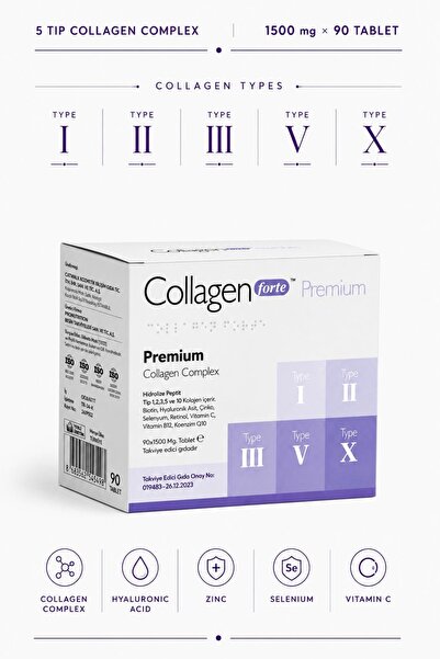Collagen Forte Platinum 5 Tip Kolajen 90 Tablet, Biotin, C Vitamini, Vitamin ...