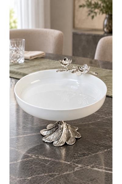 MAY HOME Firuze Metal Ayaklı Porselen Kase &Salata Meze Sunumluğu