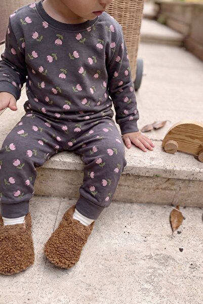 Cigit Patterned Pajama Set 2-8 Years Smoked