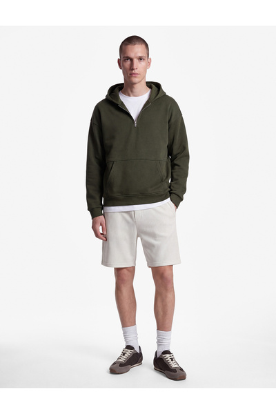 Koton Cotton Textured Shorts with Pockets and Tie Waist