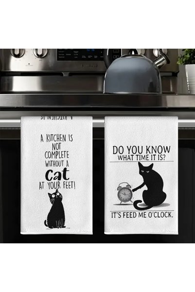 Choice 2pcs 2Pcs, Black Cat Design Kitchen Towels, 40Cm*60Cm Towel Set, Super...