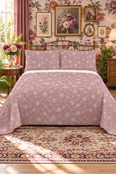 Evmila Dandelion Pattern Double Printed Pique (200x220 Cm) Pink