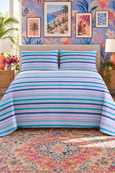 Evmila Modern Pattern Double Printed Pique (200x220 Cm) Colorful