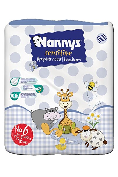 NANNYS Sensitive No6 JUMBO (15-30Κg) 16 τμχ βρεφικές πάνες