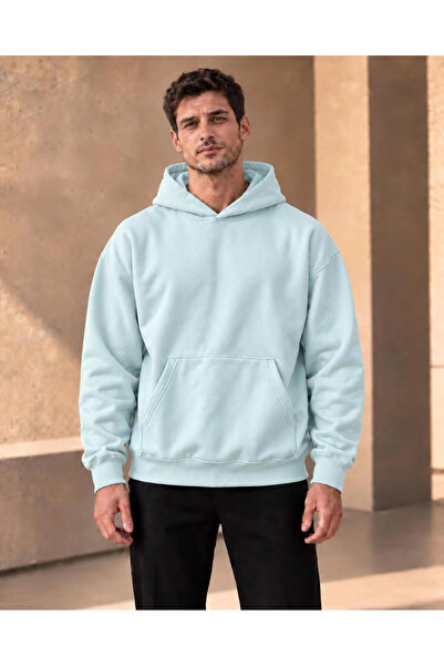 Unisex Oversize Kapüşonlu Kanguru Cepli 3 İplik Şardonlu Sweatshirt
