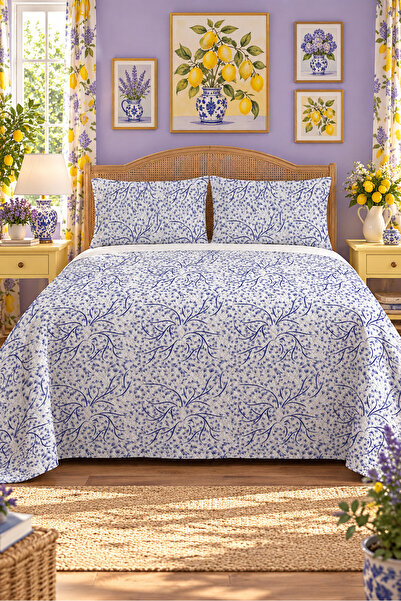 Evmila Leaf Patterned Bedspread 200X220 Double Pique Set