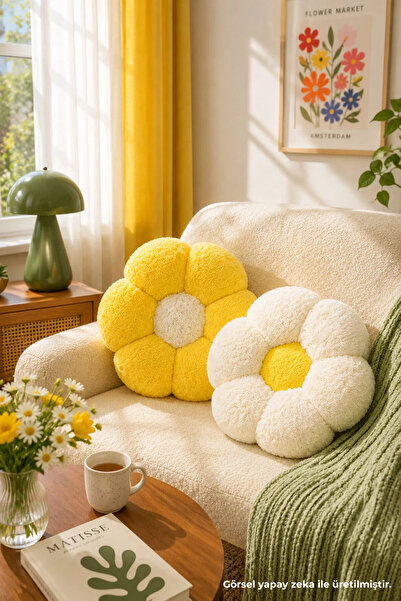 Pabtex Set de perne cu margarete duble, potrivit pentru decorarea casei – Des...