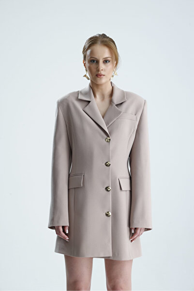 GACA COLLECTION Soare Back-Tie Mink Coat Dress