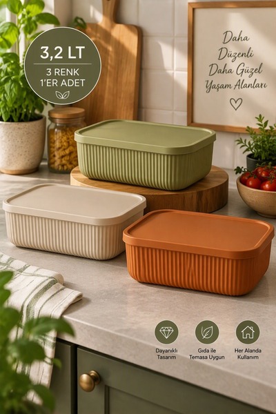 Bayev 3 Pieces Storage 3.2 Lt Mix, Multi-Purpose Food Organizer, Food Storage...