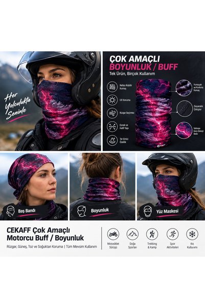 Motorcu Buff Bandana – Çok Amaçlı Boyunluk, Maske, Bere ve Kafa Bandı