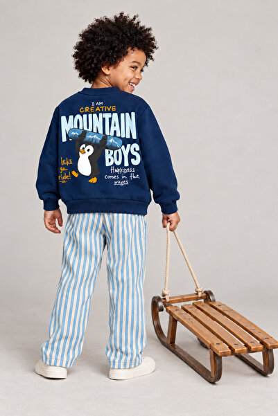 Joi Kids Girls / Boys Penguin Printed Sweatshirt and Striped Bottom Set Three...