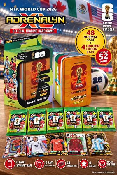 TOYFEST Dünya Kupası FIFA 2026 Panini Adrenalyn XL Teneke Kutu Futbolcu Kartl...