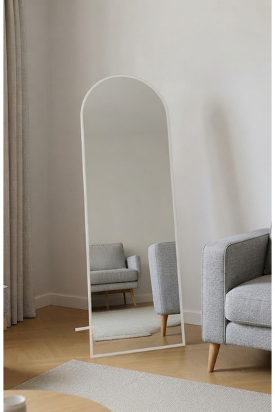 Ersan Dizayn 50X160 cm Beyaz Oval Ayaklı Boy Aynası Metal Çerçeve