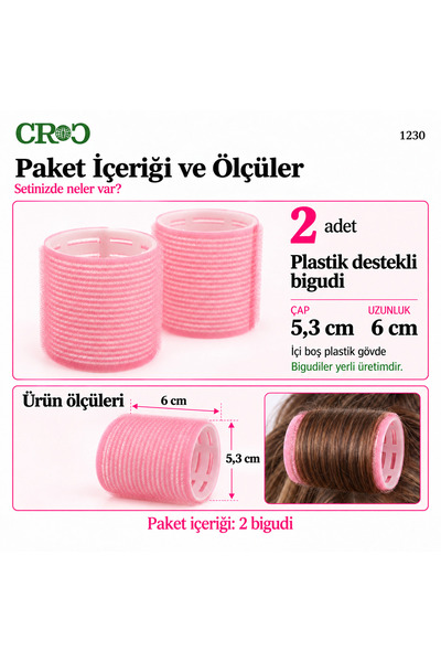 Croc 2li Saç Bigudisi Büyük Boy Yapışkanlı Bigudi