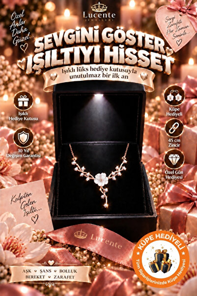 Lucente Jewellery Işıklı Hediye Kutulu Aşk Şans Bolluk Bereket ve Zarafetin S...