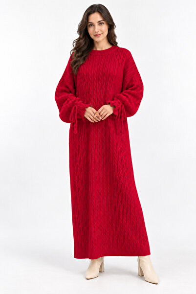 AGD COLLECTİON Saç Örgülü Oversize Elbise