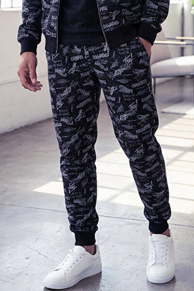 wingetstar Navy Blue Printed Sweatpants