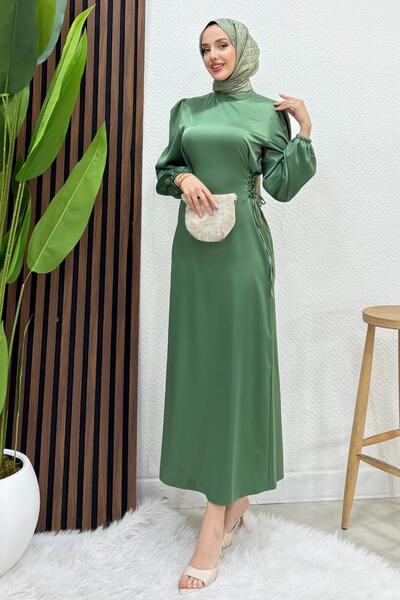 Lamia Giyim Sahra Tesettür Elbise Soft Yeşil