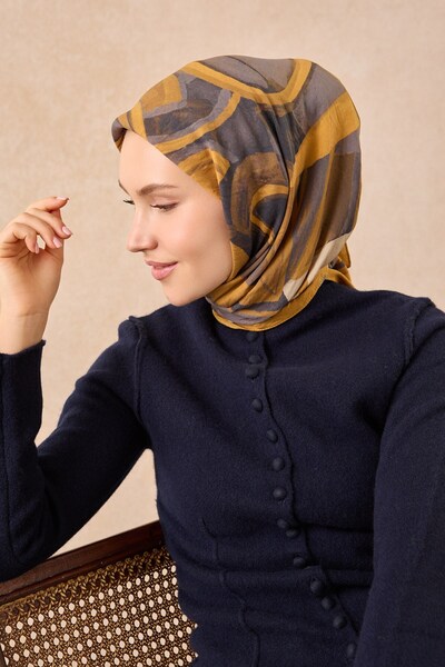 Silk Home Κασκόλ Βελόρα Αφηρημένο Μουσταρδί