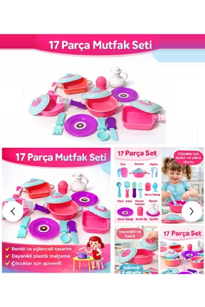 ALYTOYS Aşçılık Oyunları 17 Prç Oyuncak 31x26 Cm Mutfak Seti Tencere Tava Çat...
