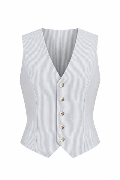 bussrabutik Striped Buttoned Cotton Vest