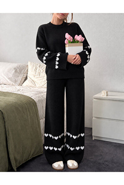 TOFAN TRİKO ΣΕΤ OVERSIZE ΜΕ ΛΕΠΤΟΜΕΡΕΙΑ ΚΑΡΔΙΑΣ