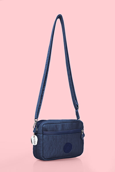 westbag حقيبة كتف نسائية باللون الأزرق الداكن بحزام متقاطع وثلاثة أقسام وسحاب...