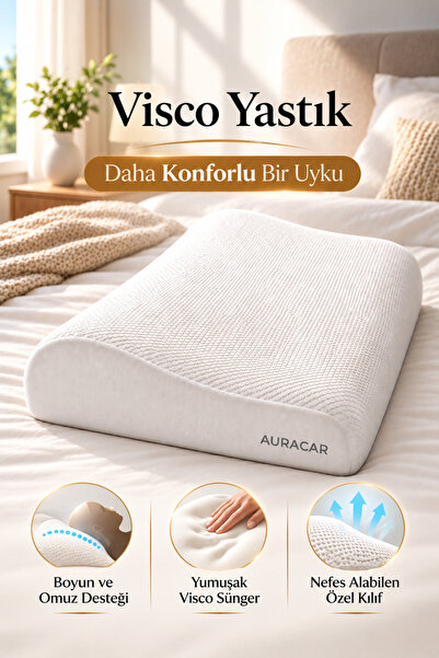 Auracar Ortopedik Visco Yastık Boyun Fıtığı Boyun Düzleşmesi Boyun Ağrısı Des...