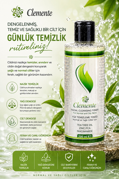 Clemente Yüz Temizleme Toniği (normal Ve Yağlı Ciltler Için) 200ml