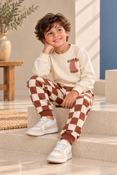 CoolCix Dama Patterned Cotton Seasonal Fabric Bottom and Top 2-Piece Set