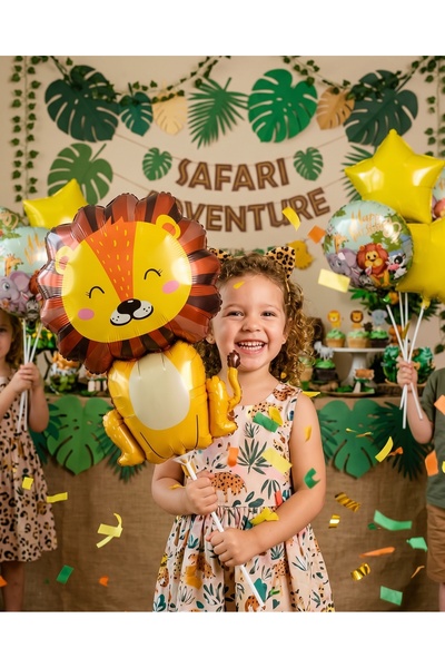 Genel Markalar Safari Konsept Aslan Figürlü 5'li Folyo Balon Seti Doğum Günü ...