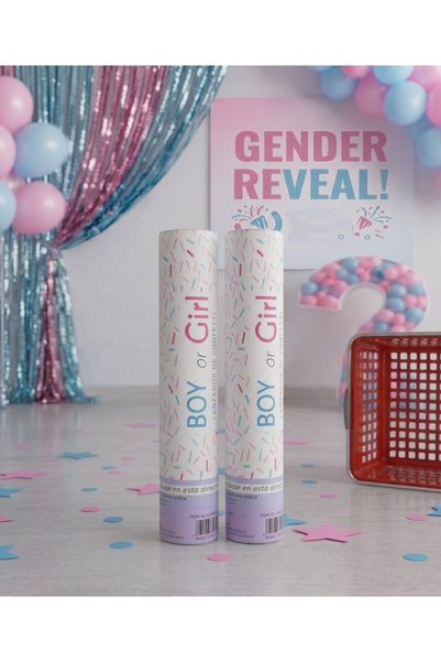 CYTHERIA 2-Piece Gender Reveal Confetti Cannon - Pink