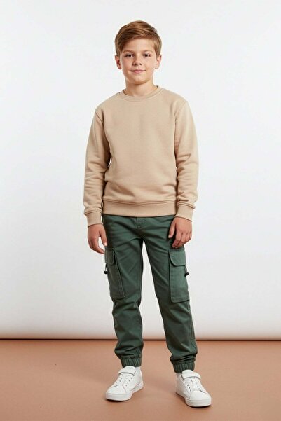 Fulla Moda Beli Lastikli Kargo Cep Jogger Erkek Çocuk Pantolon