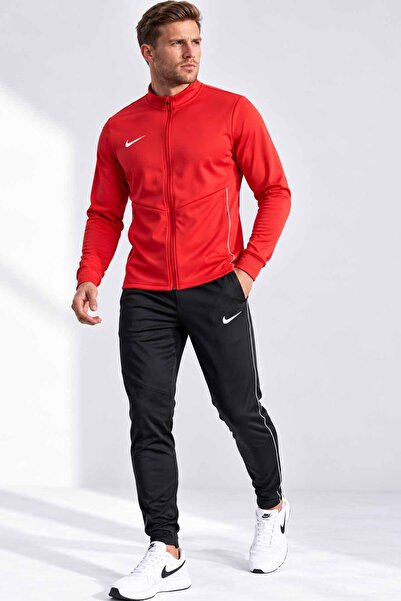 Nike Erkek Kırmızı-Siyah Dri-FIT Günlük-Antrenman Eşofman Takımı - Slim Fit