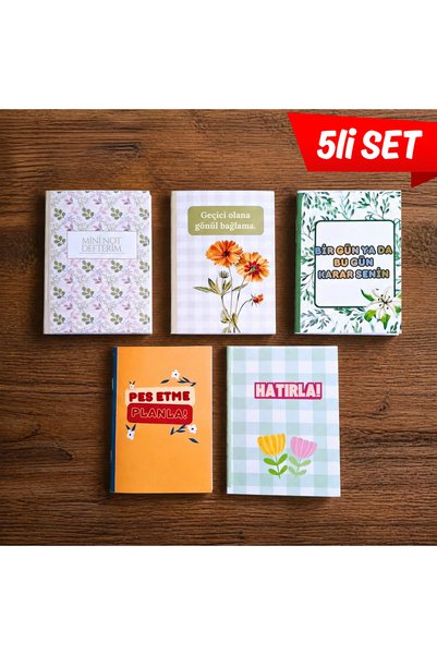 Nurs Print Mini Not Defteri 5li Set | A6 Boyut Minimalist Tasarım | Çiçek Des...