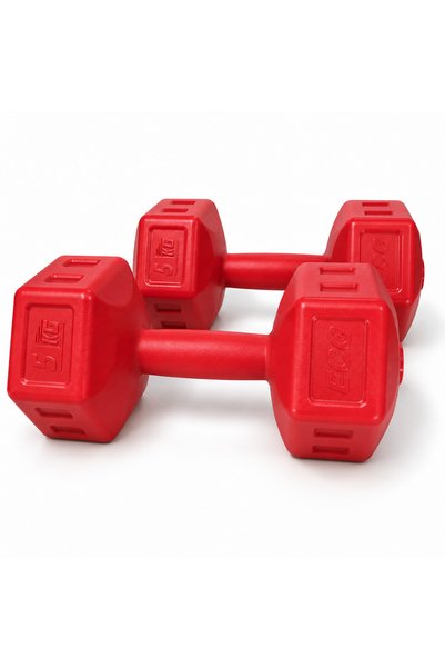 ECG Spor 5 Kg Dambıl Seti 5 Kg X 2 Adet Toplam 10 Kg Ağırlık Seti Kırmızı
