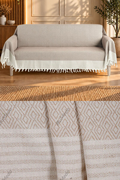 Bumedo Natural Buldan Işi Kolları Örten Kanepe Çekyat Koltuk Örtüsü 180x300 B...