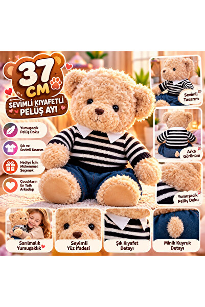TRUST STORE Cute Outfitted Plush Bear 37 cm Soft Gift Teddy Bear