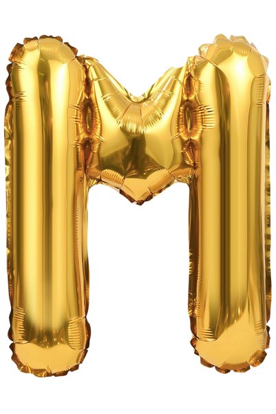 Folyo M-Harf Balon Gold Renk M-Harfi Helyum Balon 36cm M-Harf Balon Balon (34 inc)Doğumgünü Balon