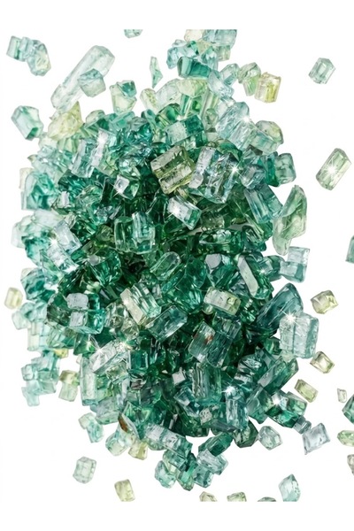 TOLU Dekoratif Kristal Cam Kırığı Zümrüt Yeşili ( 100 gr) (3-6 MM Boyutlarınd...