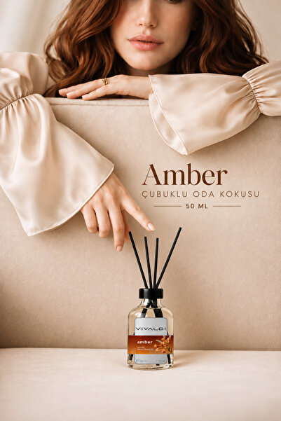 Vivaldi Home Amber Çubuklu Oda Kokusu 50 ml, Sıcak ve Oryantal Koku, Kalıcı O...